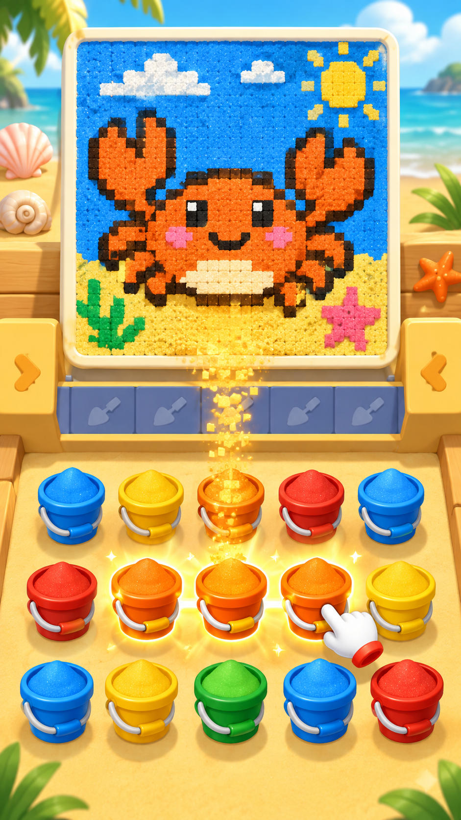 Sand Art Match bucket-matching gameplay